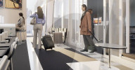 Wheeled passenger lounge for faster airline loading