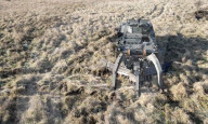 Military plough clears mines and makes dirt roads
