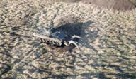 Military plough clears mines and makes dirt roads