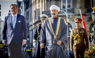 King Willem-Alexander And Queen Maxima And Sultan Haitham Bin Tarik During The Welcome Ceremony On Dam Square  - 15 Apr 2025