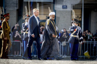 King Willem-Alexander And Queen Maxima And Sultan Haitham Bin Tarik During The Welcome Ceremony On Dam Square  - 15 Apr 2025