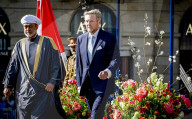 King Willem-Alexander And Queen Maxima And Sultan Haitham Bin Tarik During The Welcome Ceremony On Dam Square  - 15 Apr 2025