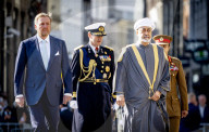 King Willem-Alexander And Queen Maxima And Sultan Haitham Bin Tarik During The Welcome Ceremony On Dam Square  - 15 Apr 2025