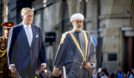 King Willem-Alexander And Queen Maxima And Sultan Haitham Bin Tarik During The Welcome Ceremony On Dam Square  - 15 Apr 2025