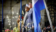 King Willem-Alexander And Queen Maxima And Sultan Haitham Bin Tarik During The Welcome Ceremony On Dam Square  - 15 Apr 2025