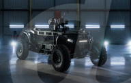 Autonomous military front line vehicle destroys drones