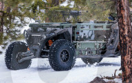 Autonomous military front line vehicle destroys drones