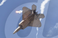 Lockheed Martin F-22 Raptor With Flares In Yuma, Arizona. 