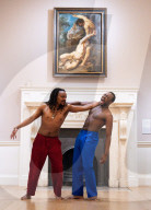 Anthony and Kel Matsena (The Matsena Brothers) at the Courtauld Gallery, Somerset House, London, UK.