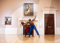 Anthony and Kel Matsena (The Matsena Brothers) at the Courtauld Gallery, Somerset House, London, UK.