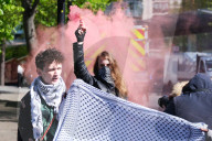 Pro-Palestine Group Youth Demand Blocks Cannon Street, London On 17 April 2025