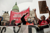 Mobilization Of Retirees, Workers And Social Organizations In Front Of The National Congress Of The Republic Of Argentina