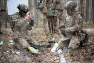 18 to 24 year old volunteers train in Ukrainian army