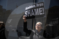 Protesters Demonstrate Outside Elite Law Firm Over Deal With Trump 