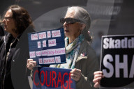 Protesters Demonstrate Outside Elite Law Firm Over Deal With Trump 