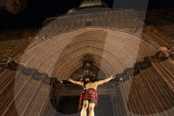 Holy Thursday Stations Of The Cross In Barcelona.