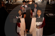 Holy Thursday Stations Of The Cross In Barcelona.