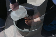 Foot Washing During The Holy Week In Tijuana, Mexico
