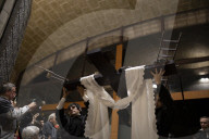 Holy Thursday In Barcelona, España.