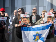 Borehamwood weekly vigil to remember Israeli hostages still in captivity and those murdered on 7th October 2023. Borehamwood, Hertfordshire, Great Britain 
18th April 2025