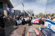 Borehamwood weekly vigil to remember Israeli hostages still in captivity and those murdered on 7th October 2023. Borehamwood, Hertfordshire, Great Britain 
18th April 2025