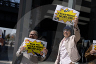 Protest Against Billionaire Elon Musk At Manhattan Tesla Showroom 