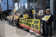 Protest Against Billionaire Elon Musk At Manhattan Tesla Showroom 