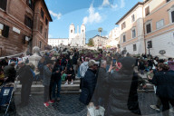 Tourists In The Historic Center Of Rome