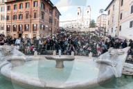 Tourists In The Historic Center Of Rome