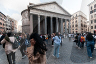 Tourists In The Historic Center Of Rome