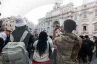 Tourists In The Historic Center Of Rome