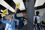 Protest Against Billionaire Elon Musk At Manhattan Tesla Showroom 