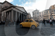 Tourists In The Historic Center Of Rome