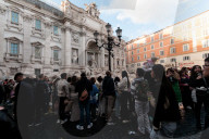 Tourists In The Historic Center Of Rome