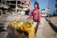 Water Containers In Gaza City
