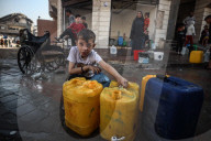 Water Containers In Gaza City