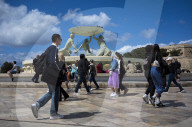 Spring crowds return to Valletta’s landmark Triton Fountain