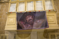 Holy Week decorations in Valletta, Malta