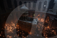 Palestinian Christians Celebrate Holy Fire In Jerusalem 