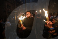 Palestinian Christians Celebrate Holy Fire In Jerusalem 