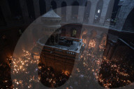 Palestinian Christians Celebrate Holy Fire In Jerusalem 