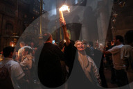 Palestinian Christians Celebrate Holy Fire In Jerusalem 
