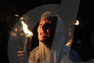 Palestinian Christians Celebrate Holy Fire In Jerusalem 