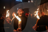 Palestinian Christians Celebrate Holy Fire In Jerusalem 