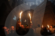 Palestinian Christians Celebrate Holy Fire In Jerusalem 