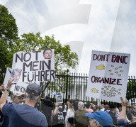 Anti  ICE And Trump Protests Out Side The White House 
