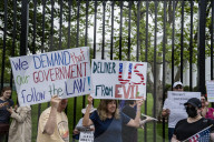 Anti  ICE And Trump Protests Out Side The White House 