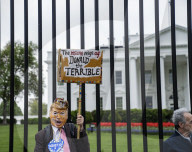 Anti  ICE And Trump Protests Out Side The White House 