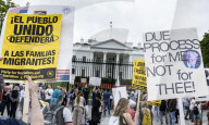 Anti  ICE And Trump Protests Out Side The White House 