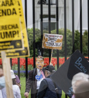 Anti  ICE And Trump Protests Out Side The White House 